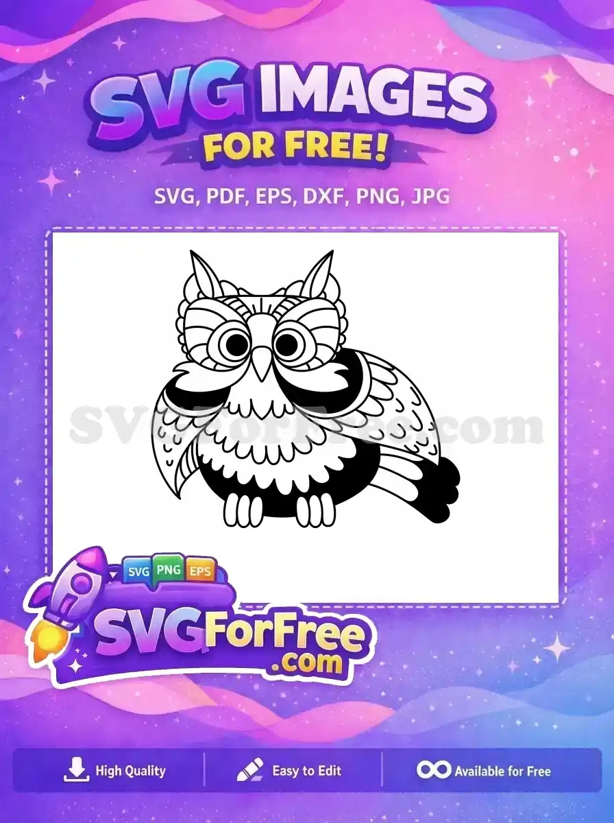 Free Detailed Eyes Free Feathered Wings Owl Silhouette Free SVG