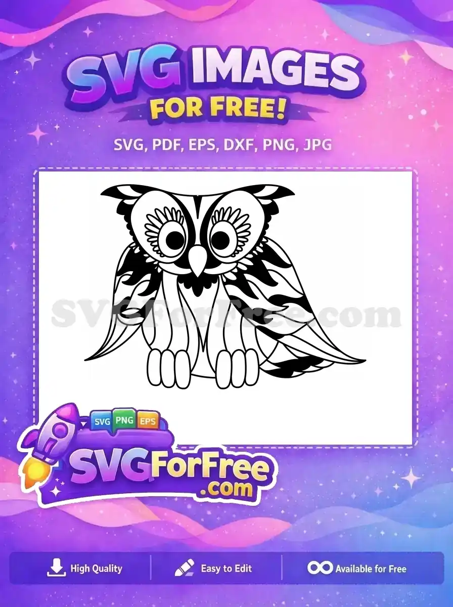 Free Detailed Eye Free Feathered Wing Owl Silhouette Free SVG