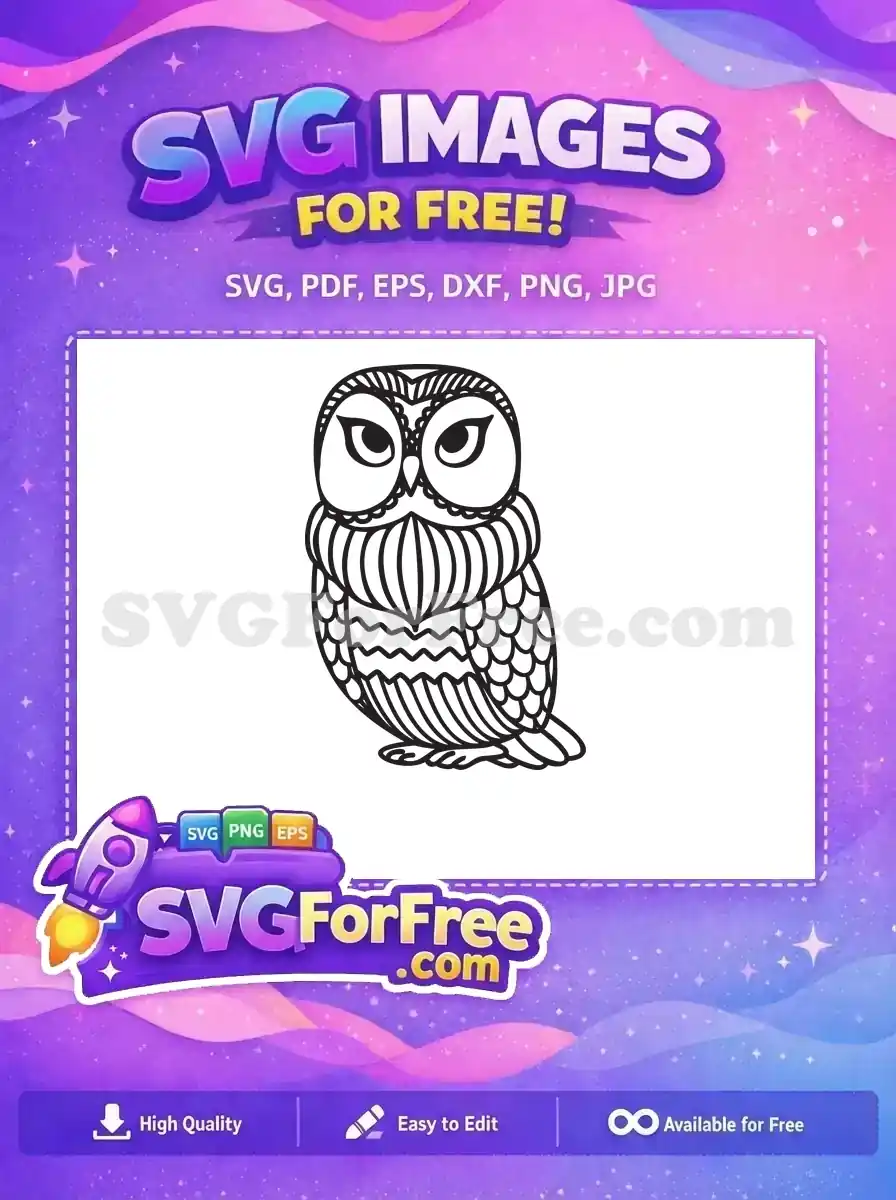 Free Detailed Eyes Free Feathered Body Simple Owl Free SVG