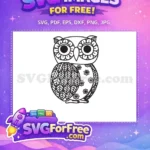 Free Floral Eyes Free Feather Pattern Owl Silhouette Free SVG - Instant Download