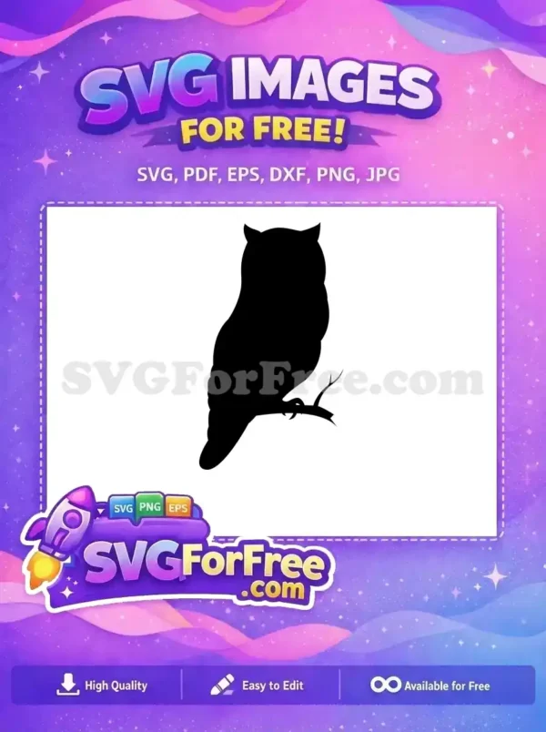 Free Black Owl Silhouette Free Perched Branch Nature Free SVG