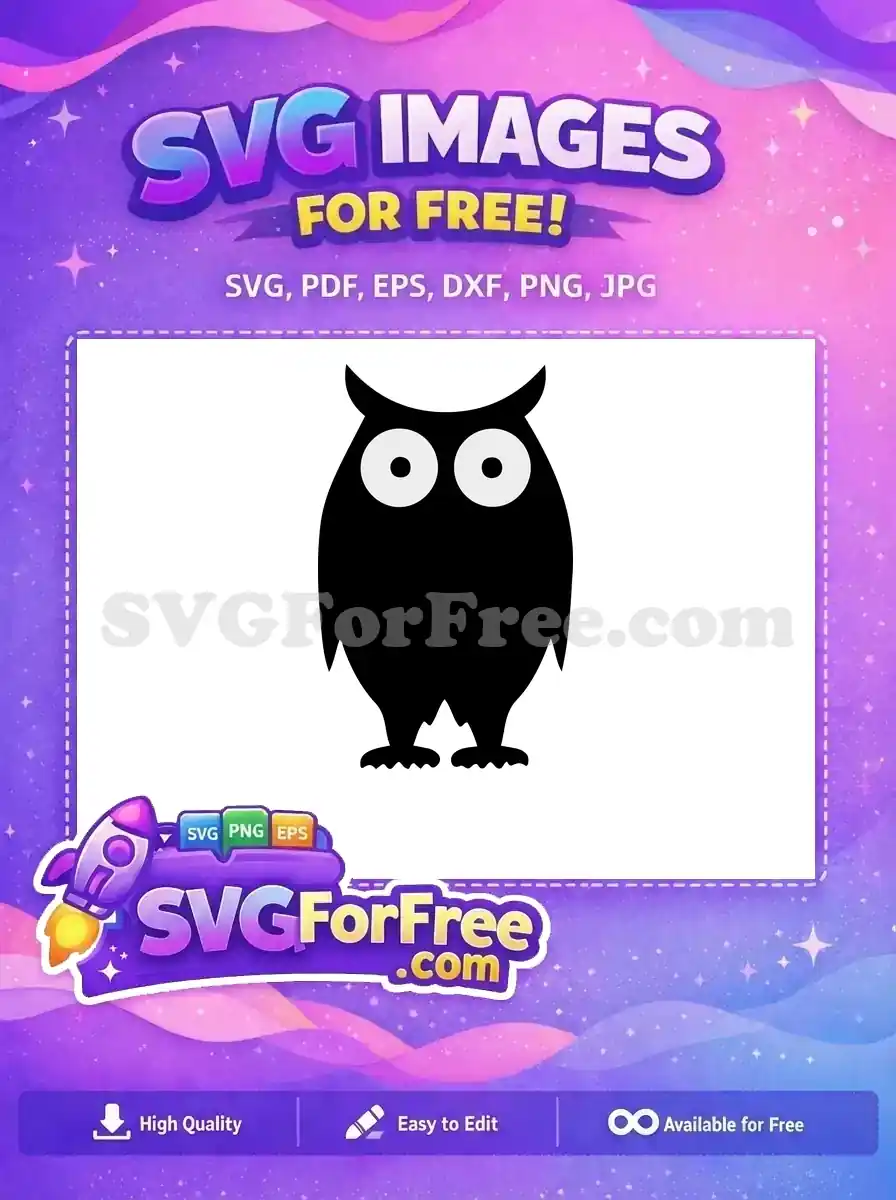 Free Simple Cartoon Owl Free Black Silhouette Vector Free SVG