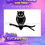 Free Upside Down Free Owl Silhouette Branch Halloween Free SVG - Instant Download