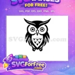 Free Simple Owl Free Bird Black Silhouette Art Free SVG - Instant Download