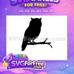 Free Owl Silhouette Free Perched Branch Halloween Free SVG - Instant Download