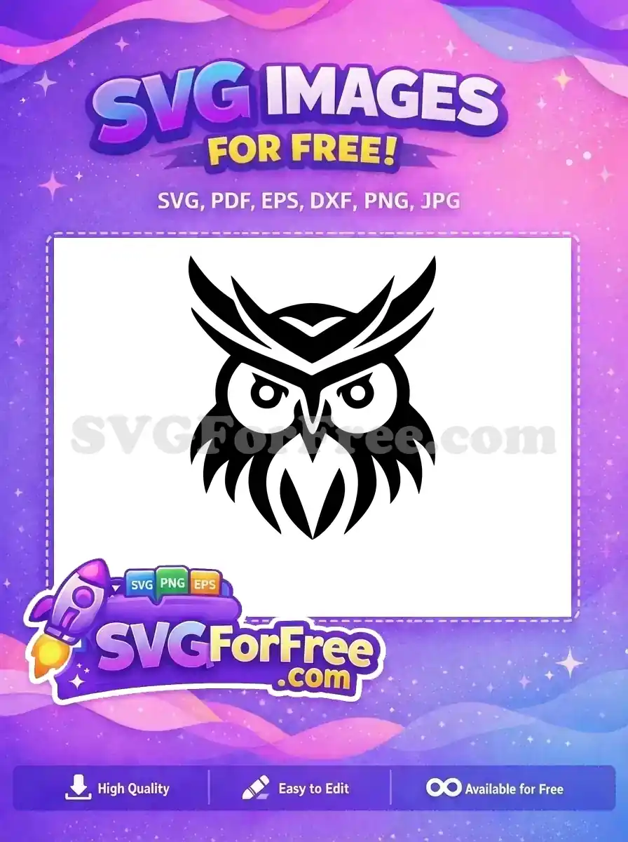 Free Sharp Feathered Free Fierce Eyes Owl Silhouette Free SVG