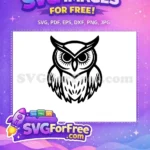 Free Detailed Feathering Free Black Eyes Owl Free SVG - Instant Download