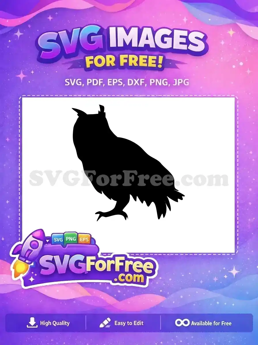 Free Horned Bird Free Black Silhouette Owl Free SVG