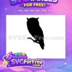 Free Owl Silhouette Branch Free Perched Bird Free SVG - Instant Download
