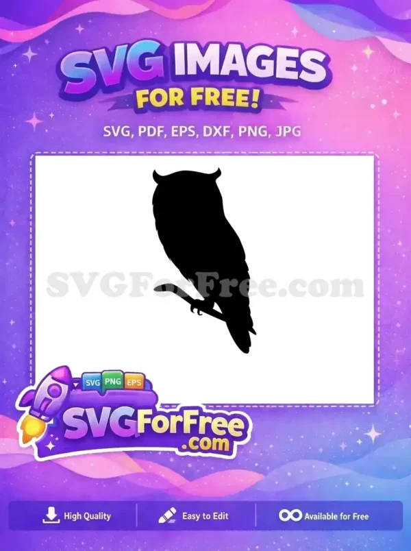 Free Owl Silhouette Branch Free Perched Bird Free SVG