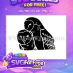 Free Detailed Barn Owl Free Silhouette Black Free SVG 1 - Instant Download