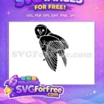Free Black Barn Owl Silhouette Free Detailed Wings Wise Nocturnal Bird Free SVG - Instant Download
