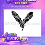 Free Flying Barn Owl Silhouette Free Detailed Wings Cutout Majestic Nocturnal Bird Free SVG - Instant Download