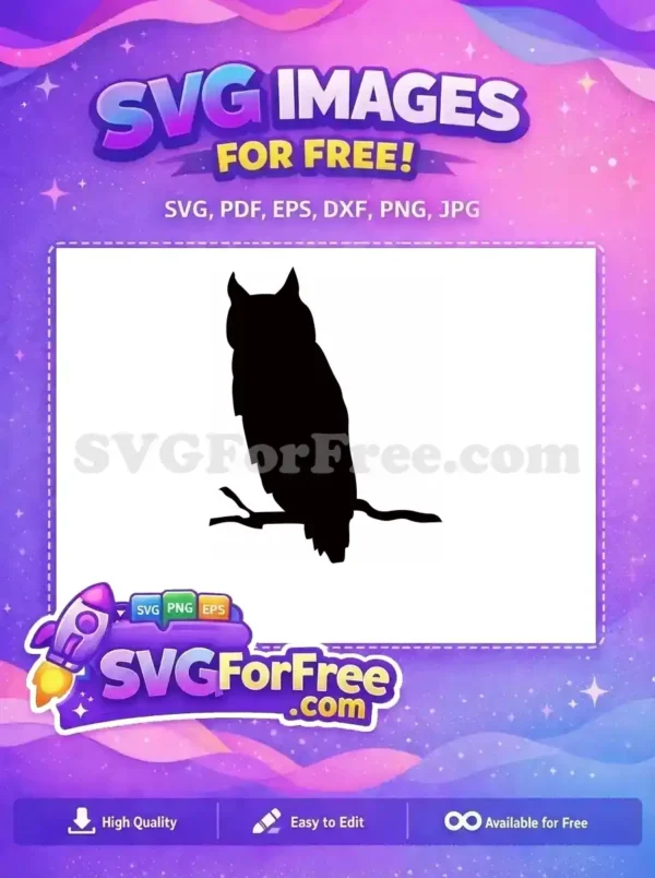 Free Detailed Bird Free Owl Silhouette on Branch Free SVG