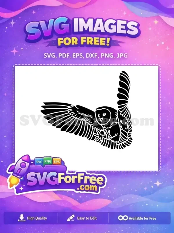Free Barn Owl Silhouette Free Flying Wings Animal Free SVG