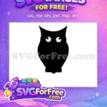 Free Black Owl Silhouette Free Cartoon Eyes Animal Free SVG - Instant Download