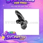 Free Flying Detailed Owl Free Silhouette Black Free SVG - Instant Download