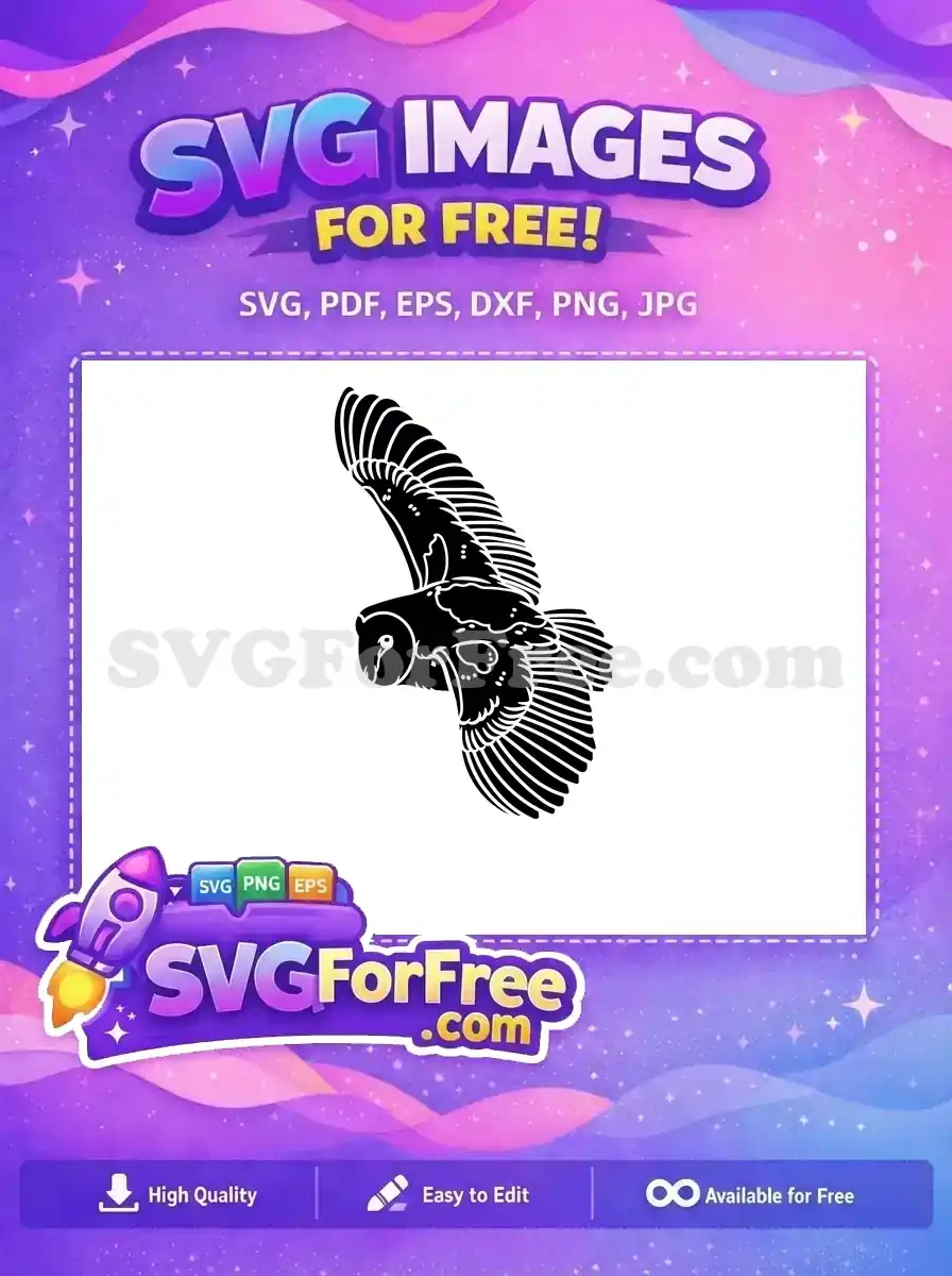 Free Flying Detailed Owl Free Silhouette Black Free SVG