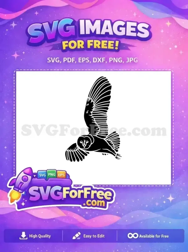 Free Detailed Wings Free Flying Silhouette Owl Free SVG 2