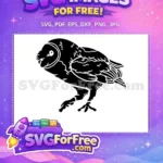 Free Majestic Black Owl Silhouette Free Detailed Feathered Wings Free SVG - Instant Download