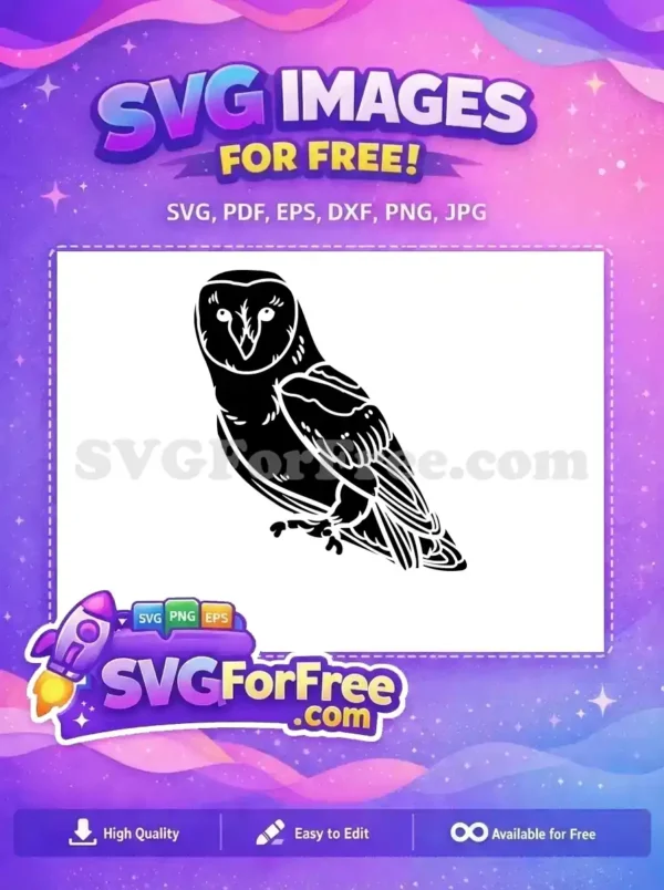 Free Detailed Feathering Free Barn Owl Silhouette Free SVG 2