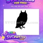 Free Wise Owl Silhouette Free Sitting on Branch Woodland Animal Free SVG - Instant Download