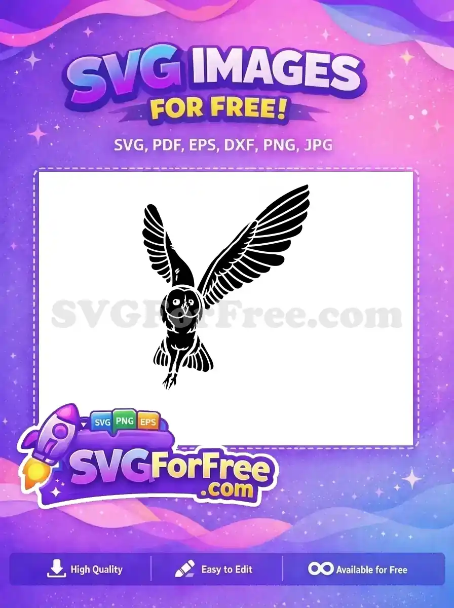 Free Flying Owl Silhouette Free Wide Wings Design Free SVG
