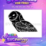 Free Black Owl Silhouette Free Detailed Feathers Woodland Animal Free SVG - Instant Download