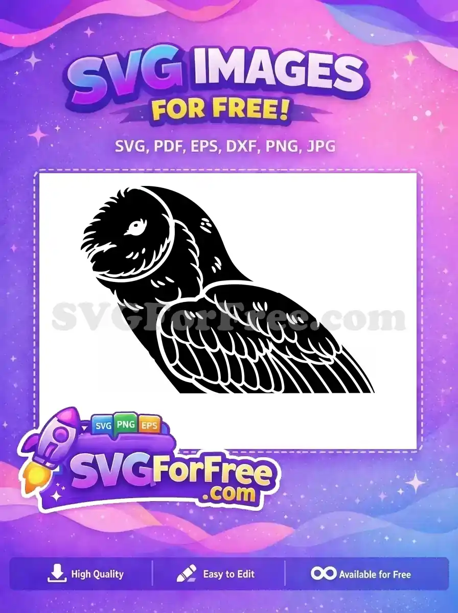 Free Black Owl Silhouette Free Detailed Feathers Woodland Animal Free SVG