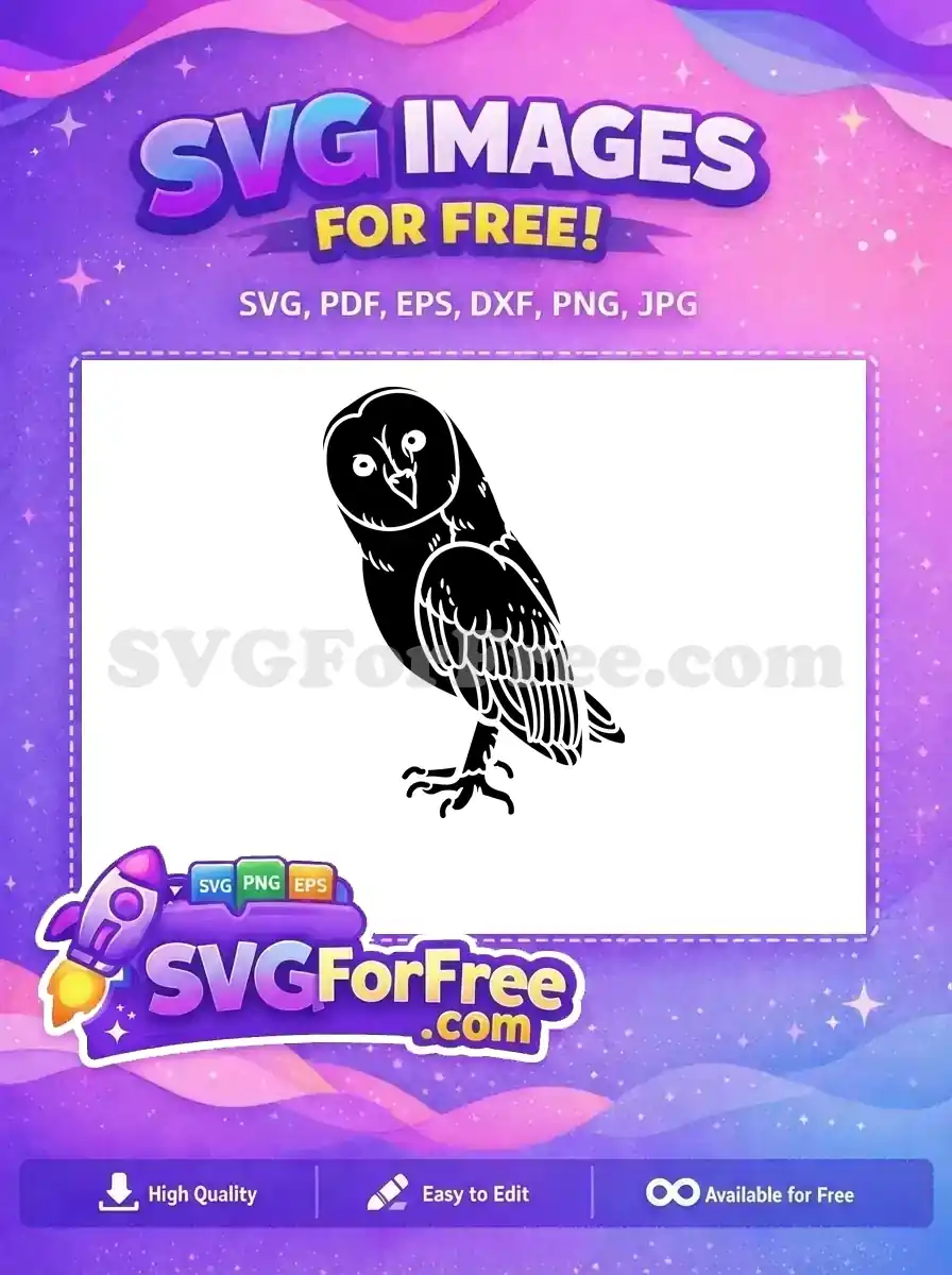 Free Black Barn Owl Silhouette Free Detailed Feather Wings Nocturnal Bird Design Free SVG