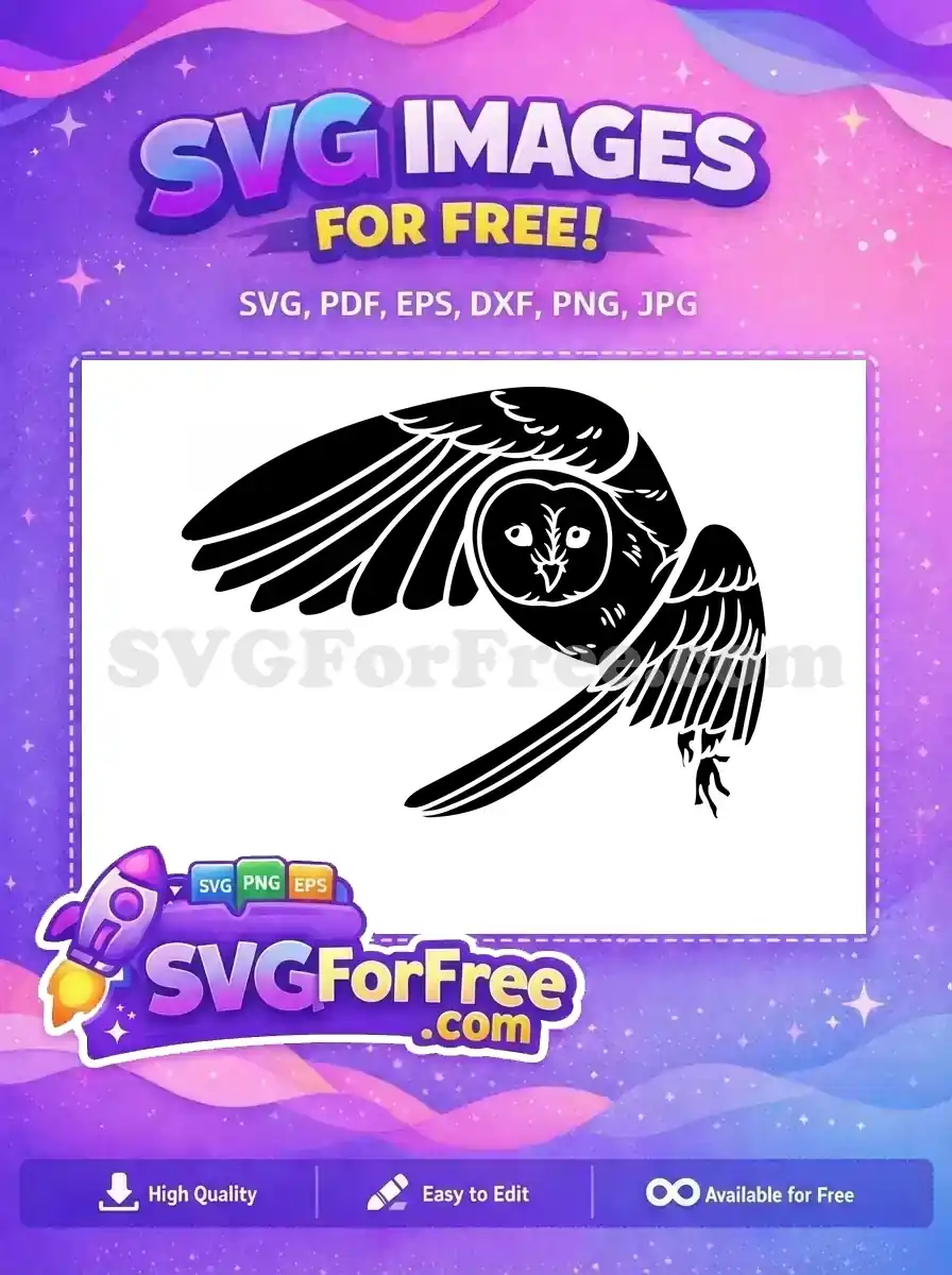 Free Flying Owl Silhouette Free Wide Eyed Black Bird Clipart Free SVG