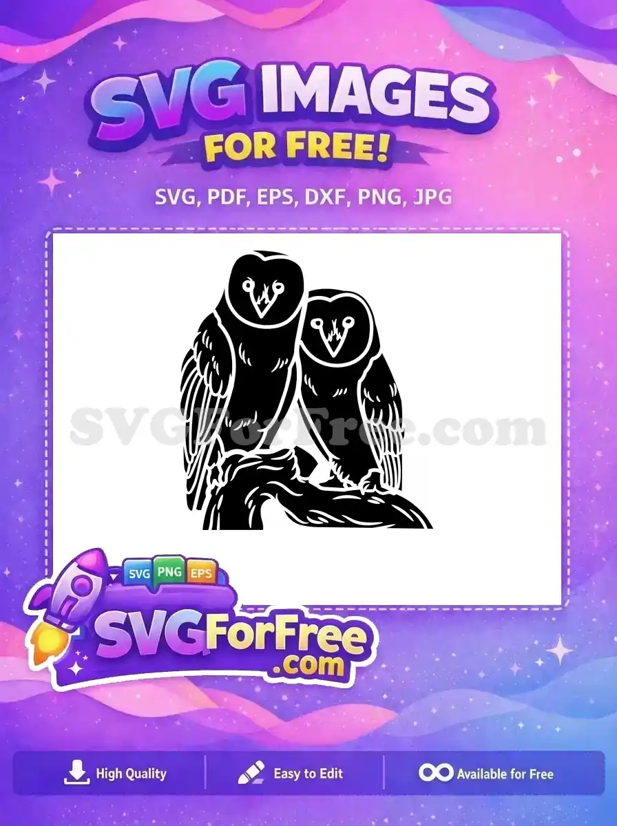 Free Barn Owl Couple Free Silhouette Dark Night Free SVG
