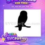 Free Perched Bird Free Owl Silhouette Black Free SVG - Instant Download