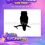 Free Owl Silhouette Free Branch Perched Design Free SVG - Instant Download