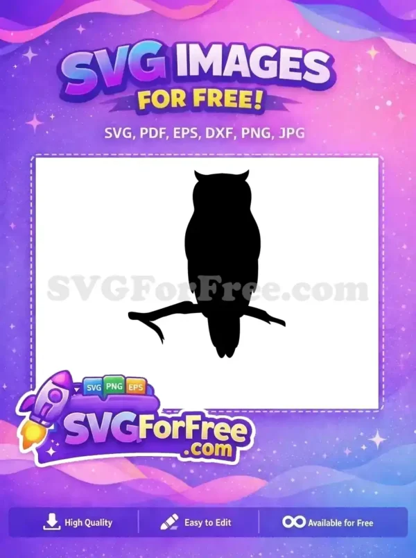 Free Owl Silhouette Free Branch Perched Design Free SVG Free Owl Silhouette Free Branch Perched Design Free SVG