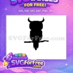 Free Horned Silhouette Free Owl Perched Branch Halloween Free SVG - Instant Download