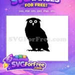 Free Detailed Eyes Free Black Silhouette Owl Free SVG - Instant Download