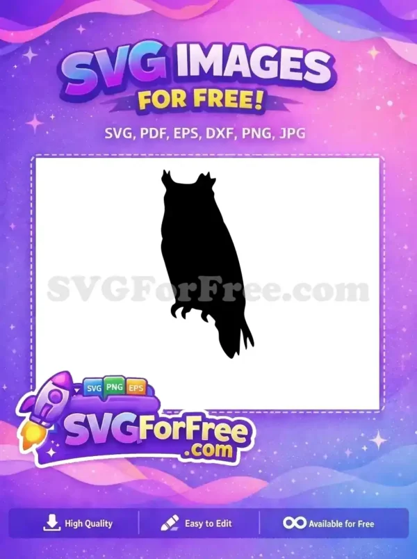 Free Detailed Wings Free Black Silhouette Owl Design Free SVG 2