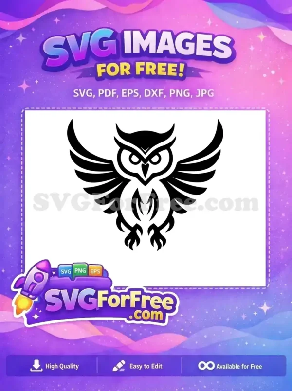 Free Detailed Wings Free Sharp Eyes Owl Silhouette Free SVG