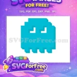 Free Pixelated Blue Ghost Free 8-Bit Design Pacman Inky Free SVG - Instant Download