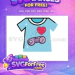 Free Blue Shirt Free Controller Heart Pacman Free SVG - Instant Download