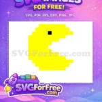 Free Pixelated Yellow Character Free Open Mouth Black Eye Pacman Free SVG - Instant Download