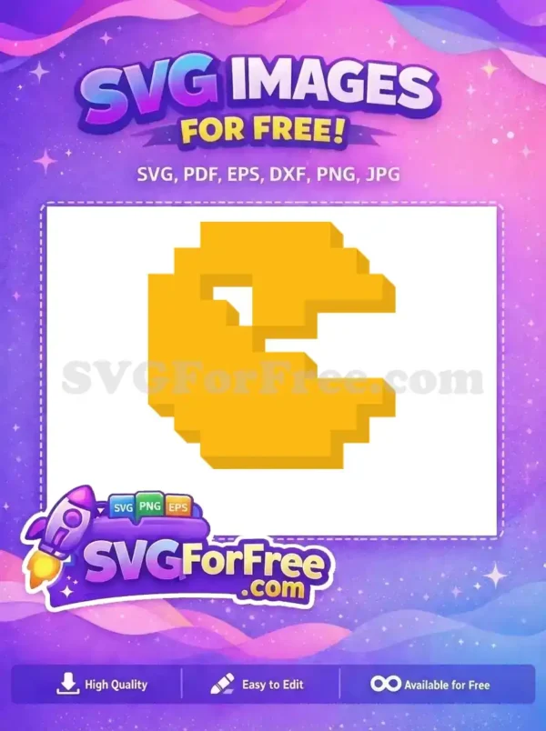 Free Pixelated Arcade Free Yellow Pacman Character Free SVG