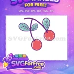 Free Red Cherry Free Teal Leaf Pacman Free SVG - Instant Download