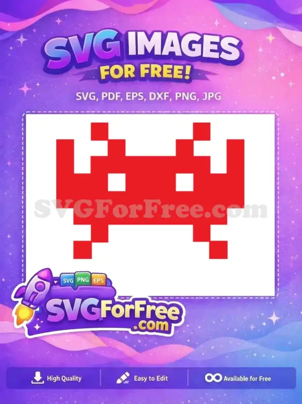 Free Pixelated Red Enemy Free Space Invaders Arcade Free SVG