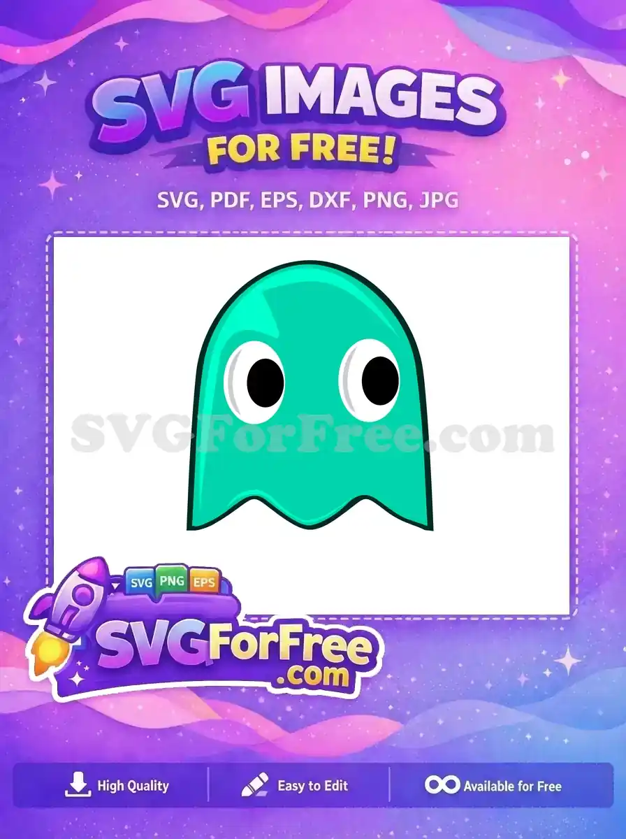 Free Cyan Ghost Inky Free Big Googly Eyes Pacman Free SVG