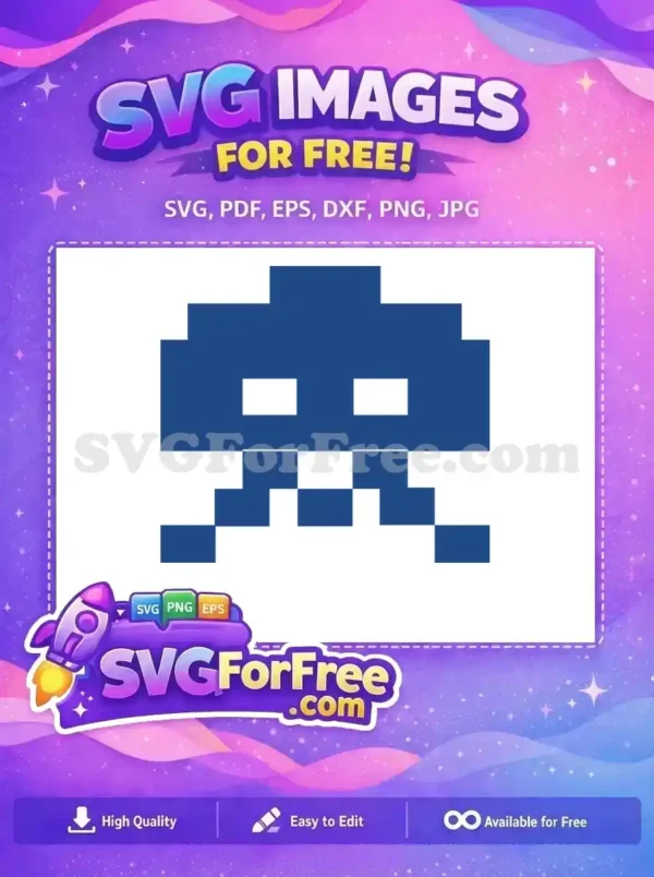 Free Blue Pixel Ghost Free Pacman Character Free SVG