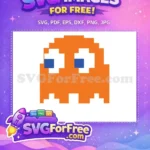 Free Pixelated Orange Ghost Free Blue Eyes Pacman Free SVG - Instant Download