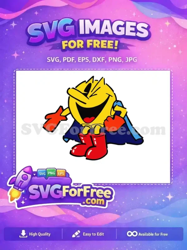 Free Winking Pacman Free Superhero Cape Pacman Free SVG