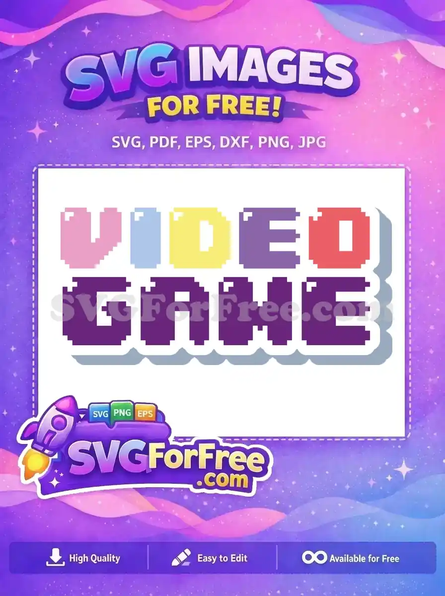 Free Pixelated Colorful Free Video Game Title Free SVG